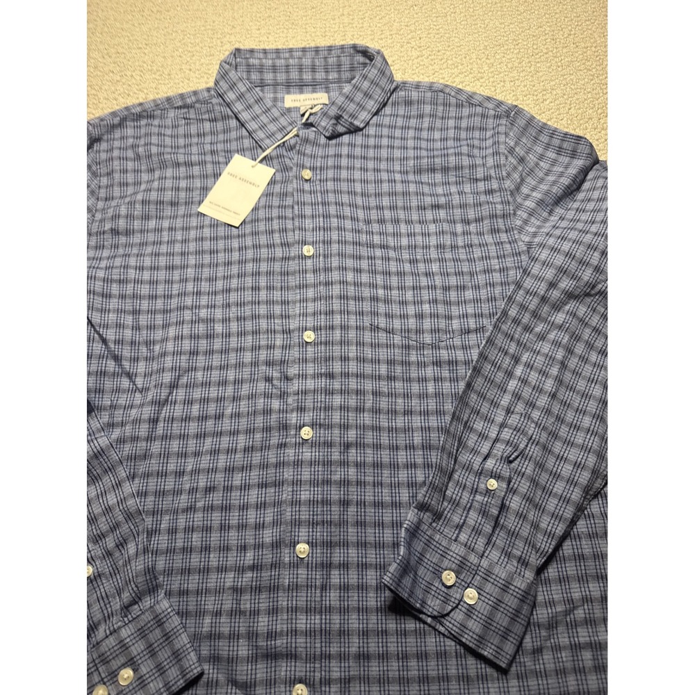 Free Assembly Blue Plaid Long Sleeve Button Down Shirt Size XL Mens NWT New